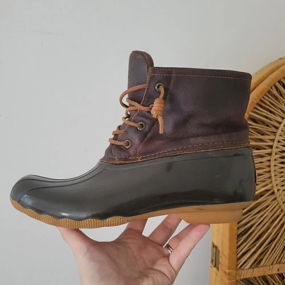 Sperry Topsider Saltwater Waterproof Leather Duck Boot Brown 10M